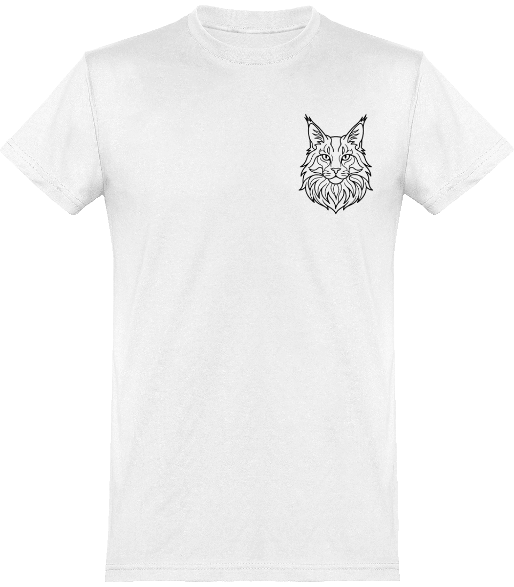 Tee Shirt Homme Col rond Manches Courtes Maine coon