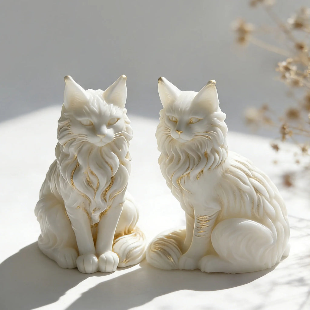 Moule en silicone 3D « Chat Maine Coon assis » pour bougies parfumées, cire, plâtre, résine époxy, loisirs créatifs, décoration intérieure et cadeaux