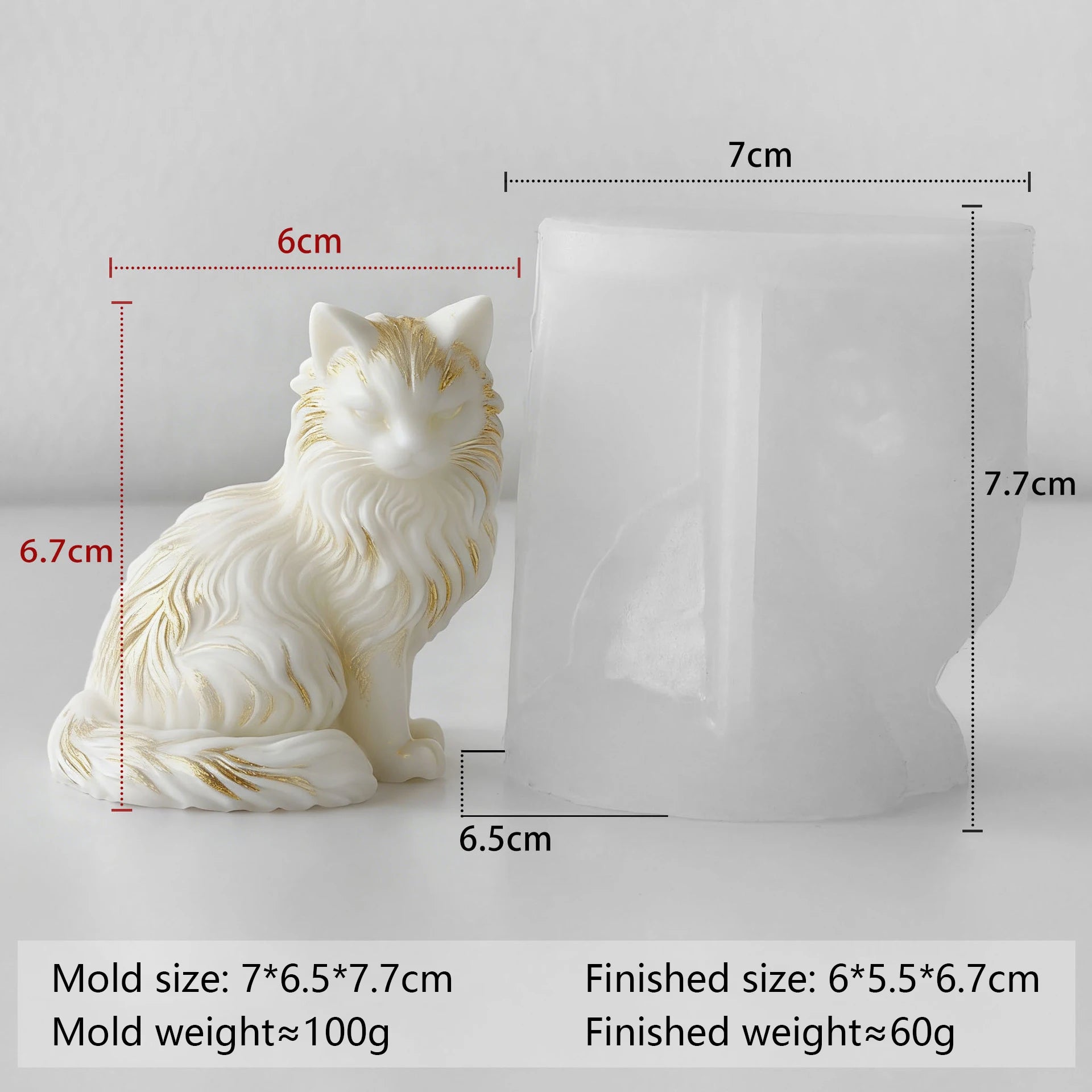 Moule en silicone 3D « Chat Maine Coon assis » pour bougies parfumées, cire, plâtre, résine époxy, loisirs créatifs, décoration intérieure et cadeaux