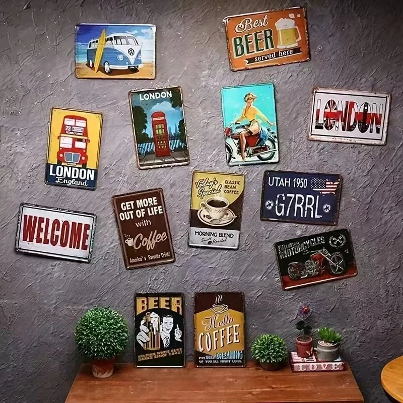 Plaque décorative murale en fer – « Attention : Maine Coon en service » – Panneau humoristique de sécurité pour animaux – Décoration rustique en métal pour la maison ou le bureau