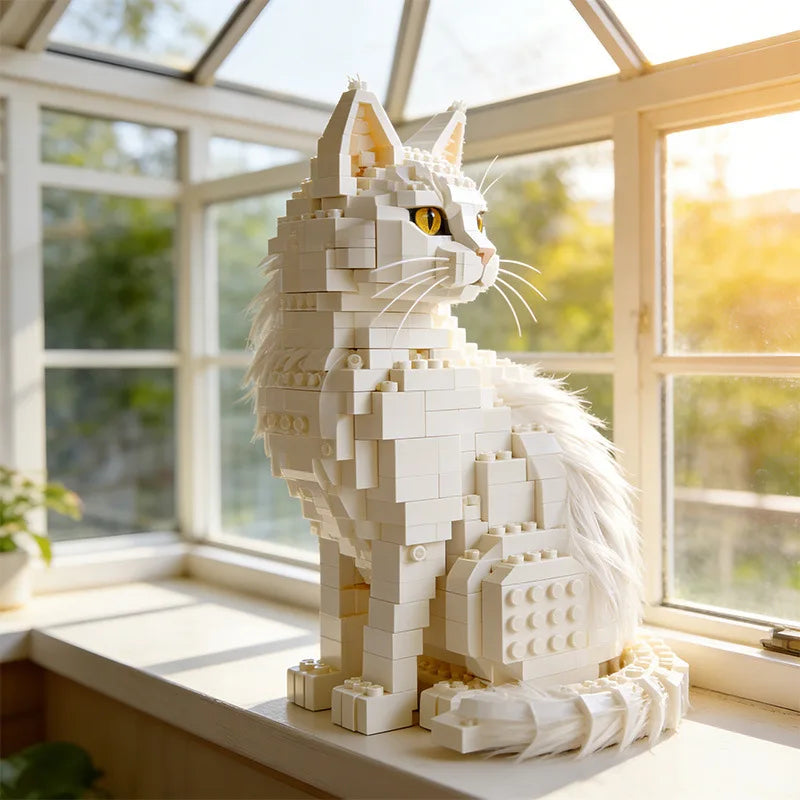 Kit de construction réaliste de chat Maine Coon – Puzzle 3D à monter soi-même, objet de décoration d'intérieur, pièce de collection ou cadeau
