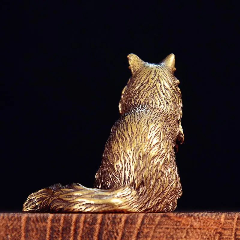 Maine Coon Miniatures Figurines Brass Animal Cat Small Statue Desktop Ornaments Vintage Home Decorations Crafts Accessories