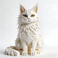Kit de construction MOC « Grand chat Maine Coon » – Briques compatibles – Modèle réaliste de chat tabby argenté – Objet de décoration intérieure – À assembler soi-même