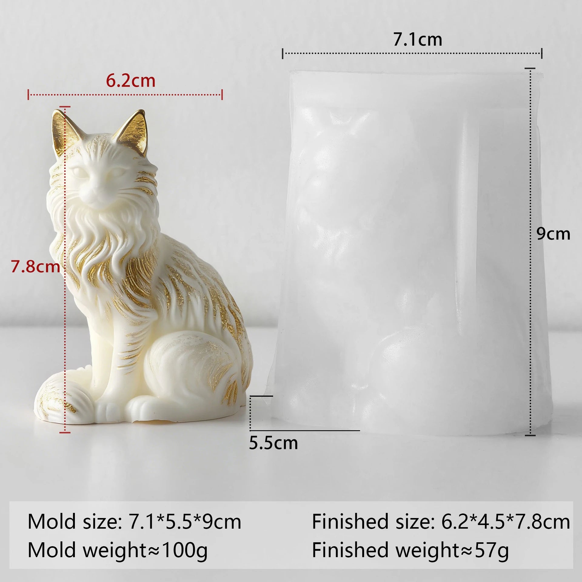 Moule en silicone 3D « Chat Maine Coon assis » pour bougies parfumées, cire, plâtre, résine époxy, loisirs créatifs, décoration intérieure et cadeaux