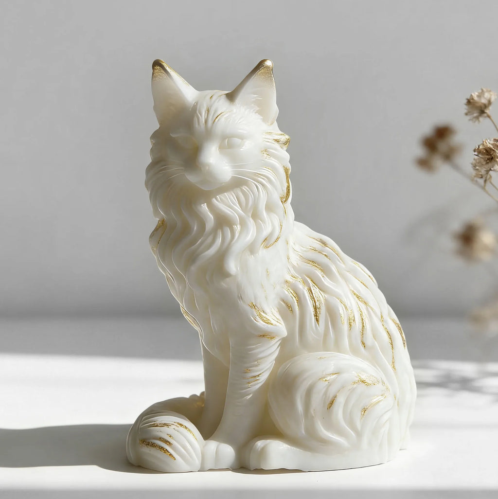 Moule en silicone 3D « Chat Maine Coon assis » pour bougies parfumées, cire, plâtre, résine époxy, loisirs créatifs, décoration intérieure et cadeaux
