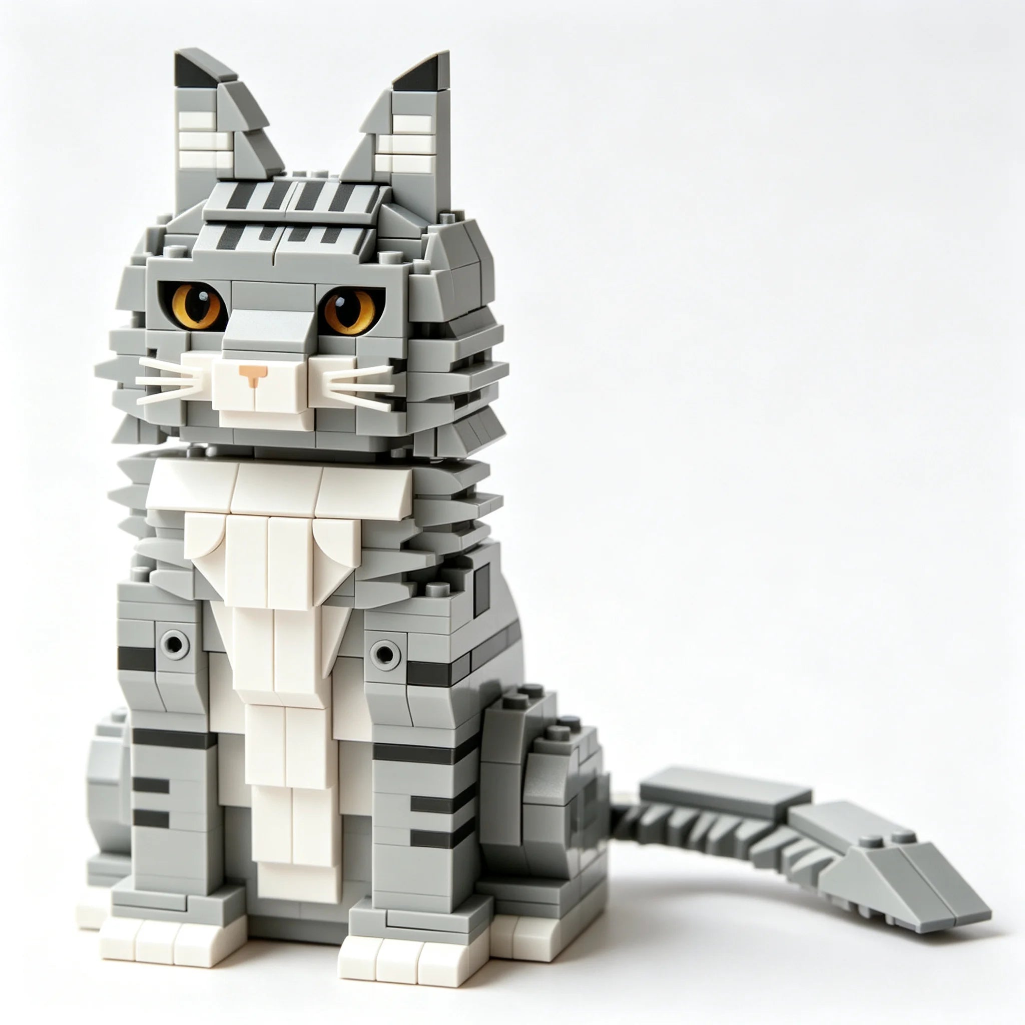Kit de construction réaliste de chat Maine Coon – Puzzle 3D à monter soi-même, objet de décoration d'intérieur, pièce de collection ou cadeau