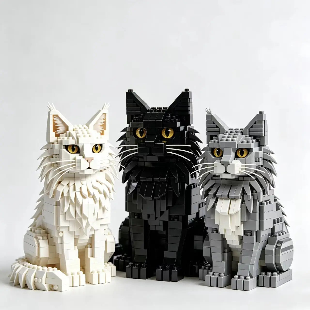 Kit de construction réaliste de chat Maine Coon – Puzzle 3D à monter soi-même, objet de décoration d'intérieur, pièce de collection ou cadeau