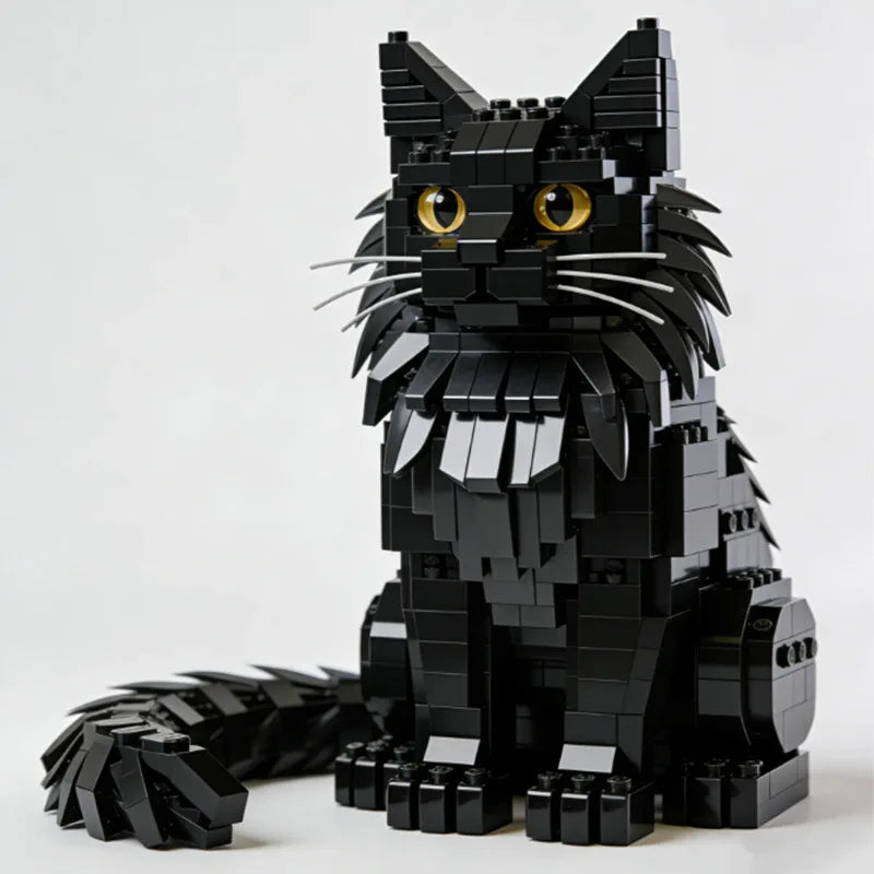Kit de construction réaliste de chat Maine Coon – Puzzle 3D à monter soi-même, objet de décoration d'intérieur, pièce de collection ou cadeau