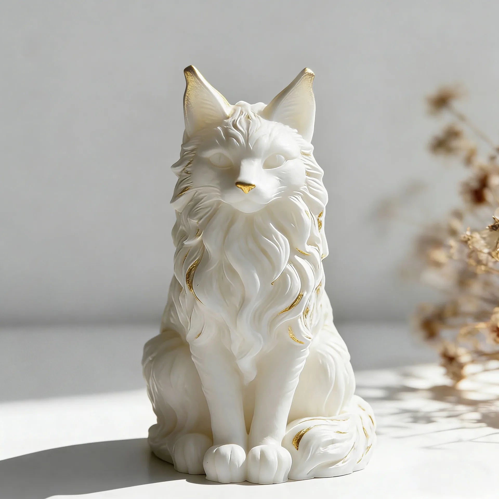 Moule en silicone 3D « Chat Maine Coon assis » pour bougies parfumées, cire, plâtre, résine époxy, loisirs créatifs, décoration intérieure et cadeaux
