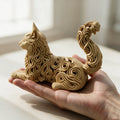 Statue de chat Maine Coon en résine – Figurine creuse à motif bouclé – Objet décoratif pour bureau ou maison – Cadeau artistique pour les amoureux des chats