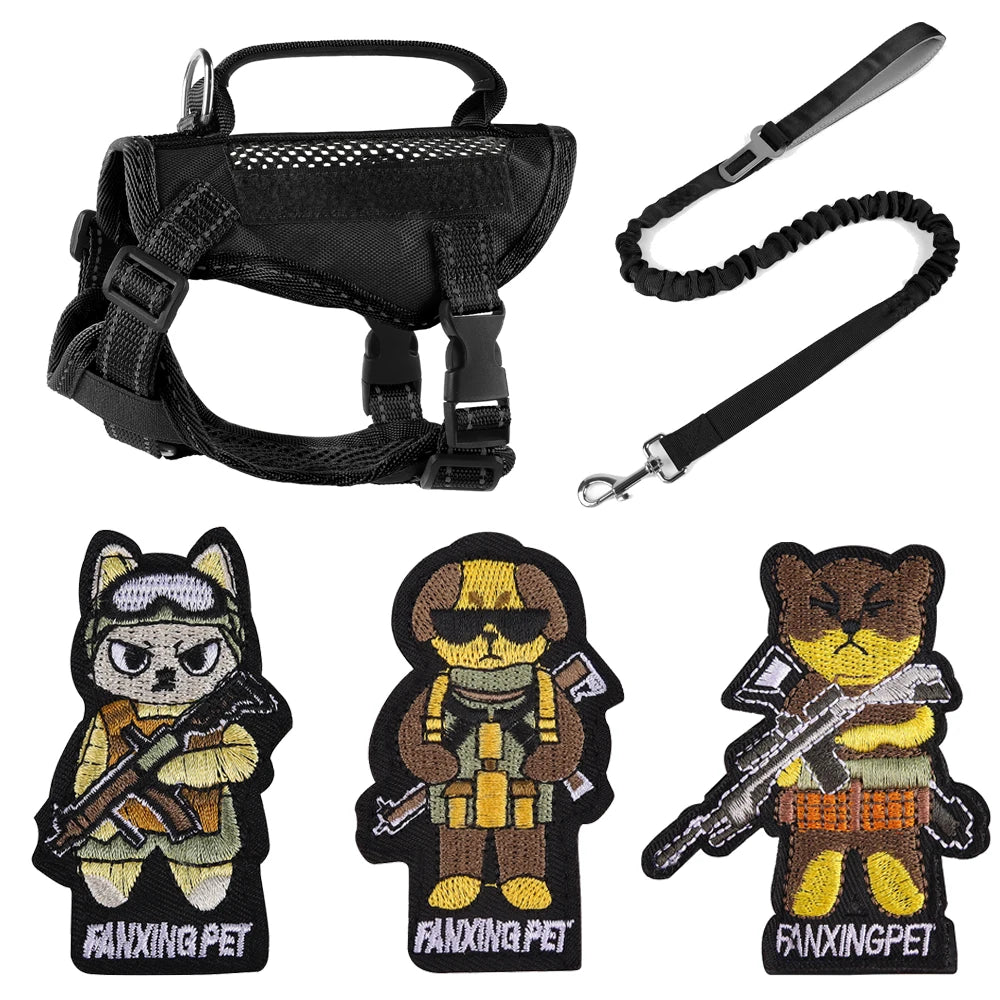 Harnais tactique et laisse pour chaton ou chiot – Harnais à main pour chats (Maine Coon, Chinchilla) et accessoires adhésifs pour animaux