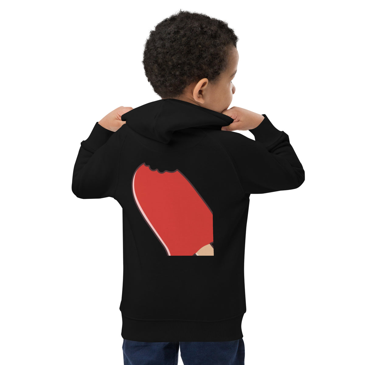 Sweat à capuche écologique Maine Coon pour enfants, vue arrière, noir