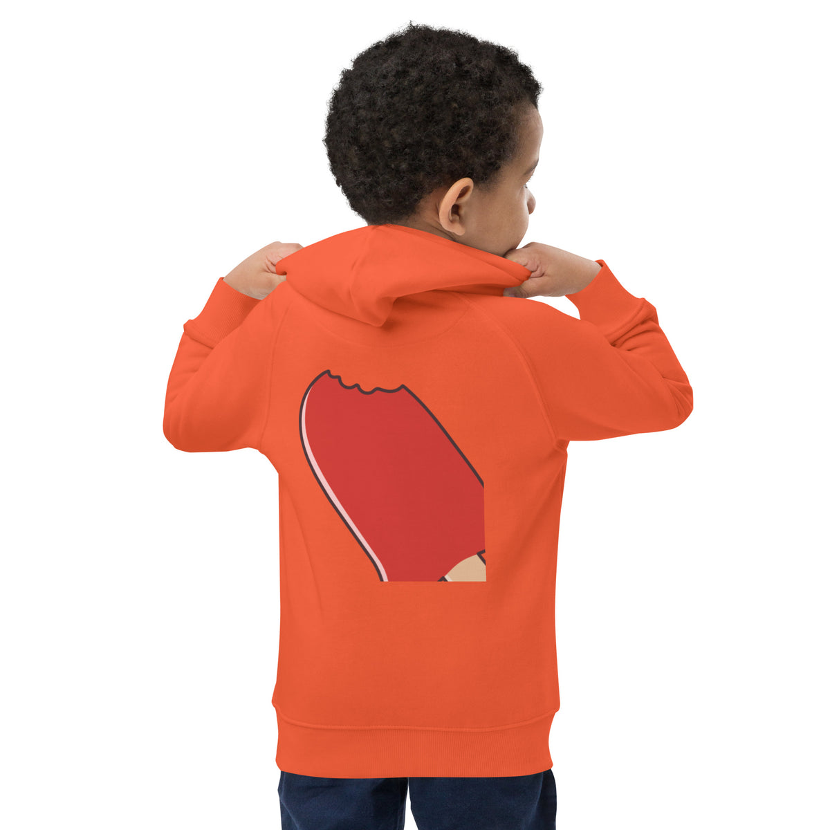 Sweat à capuche écologique Maine Coon pour enfants, vue arrière, orange brûlé