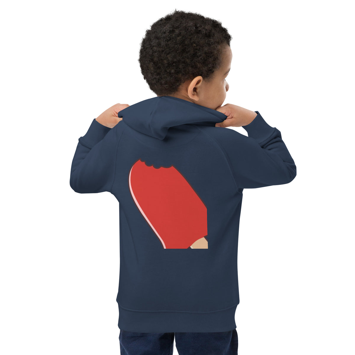 Sweat à capuche écologique Maine Coon pour enfants, vue arrière, bleu marine